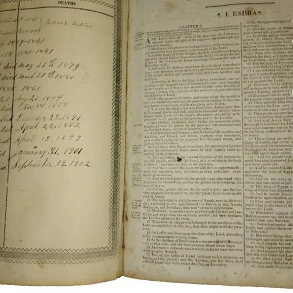 Wadsworth Family Bible M&E Phinney Stereotype Ed 1827 Leather Bound New Haven,CT